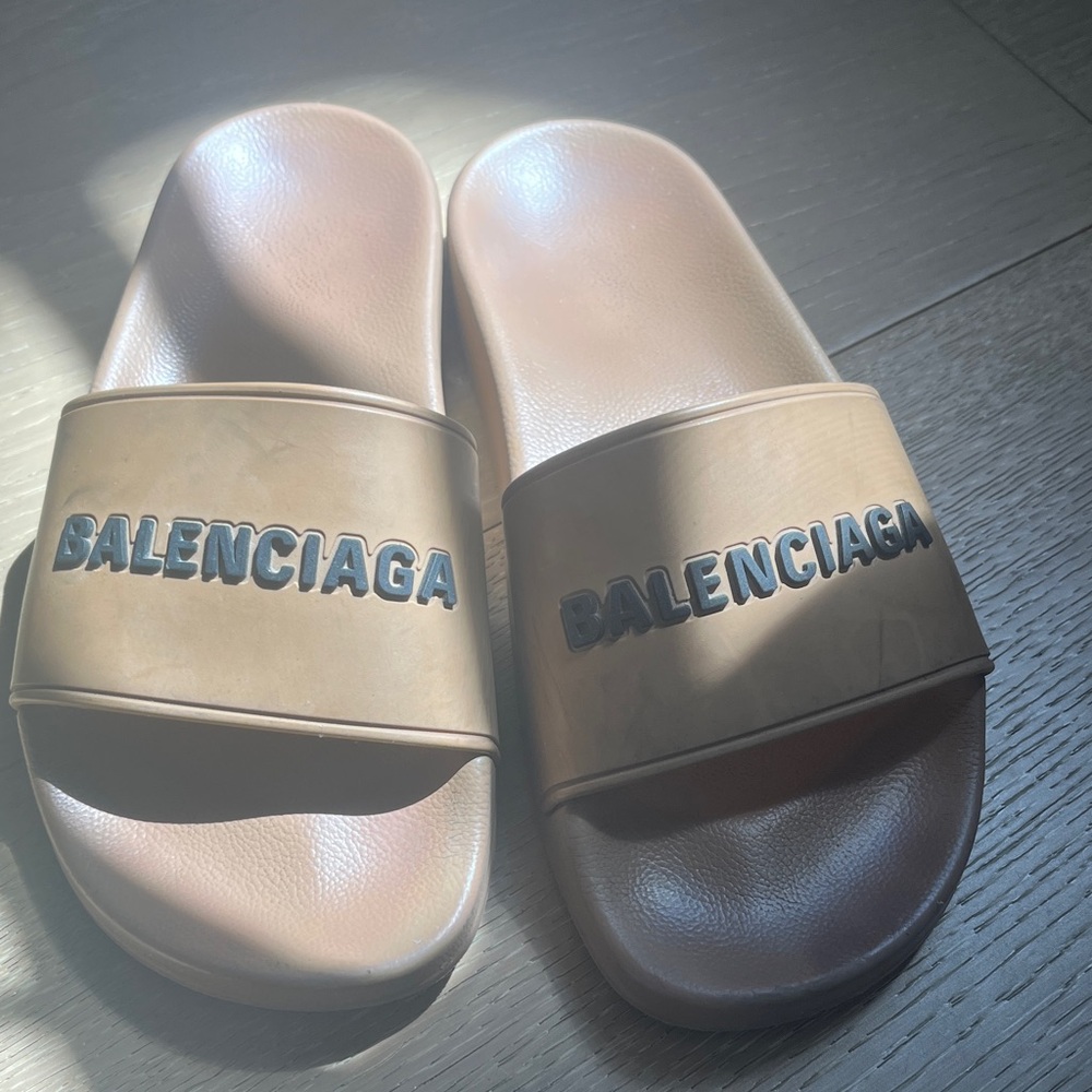 Balenciaga Tan Slide Sandals